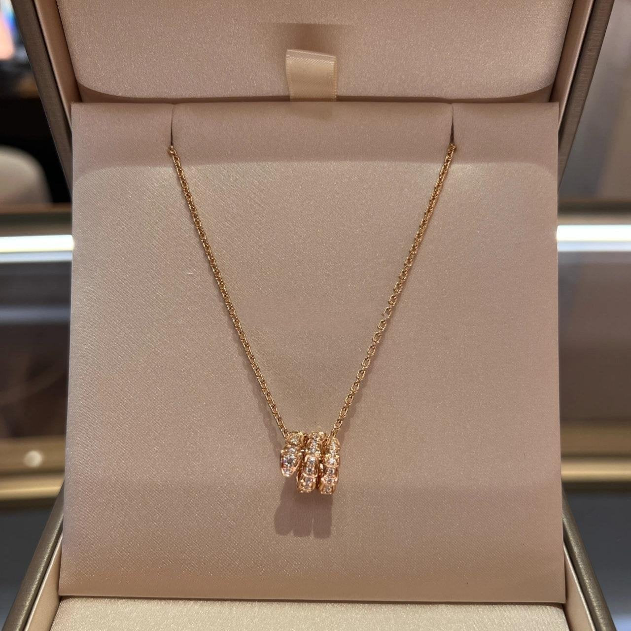 [Eternal Jewelry]SERPENTI PINK GOLD NECKLACE DOUBLE RING DIAMOND