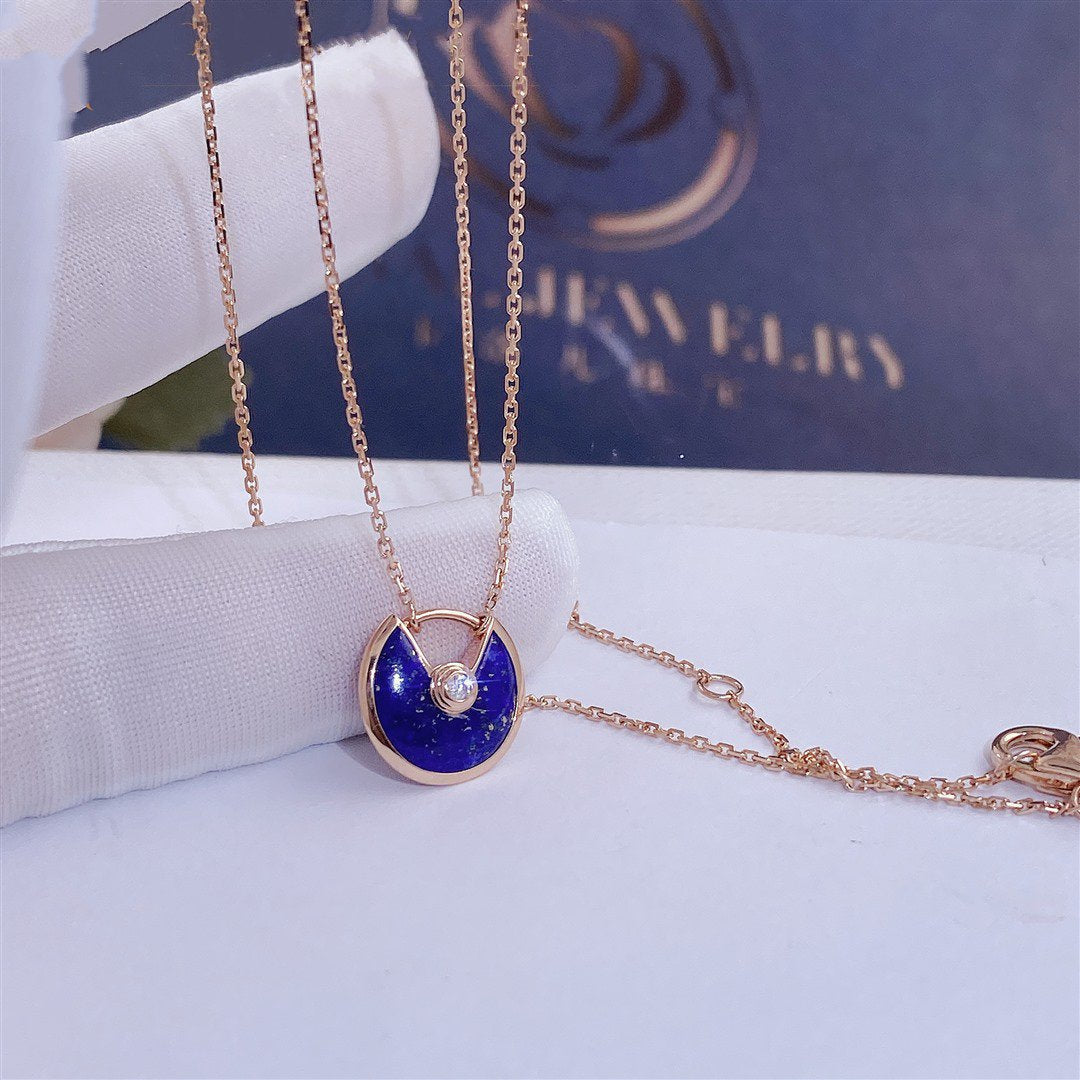 [Eternal Jewelry]AMULETTE ROSE GOLD AGATE NECKLACE
