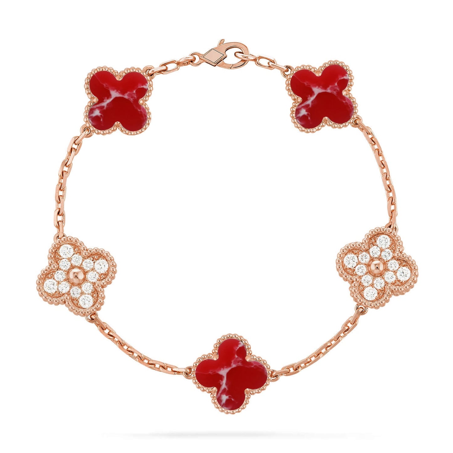 [Eternal Jewelry]CLOVER 5 MOTIF RED PATTERN BRACELET COLLECTION