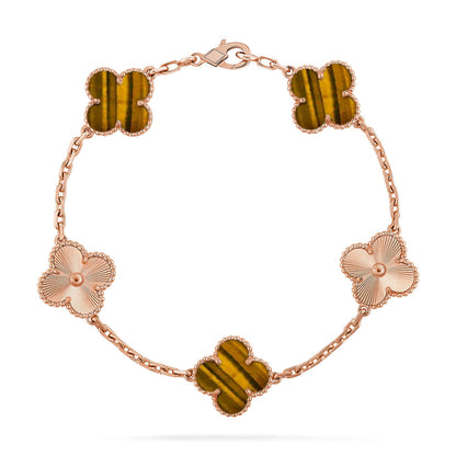 [Eternal Jewelry] CLOVER 5 MOTIFS TIGER EYE BRACELET COLLECTION