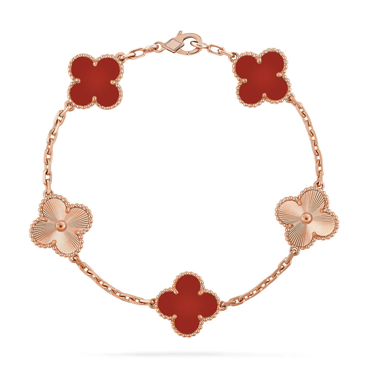 [Eternal Jewelry] CLOVER 5 MOTIF RED CORNELIAN BRACELET COLLECTION