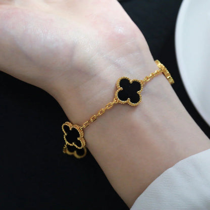 [Eternal Jewelry]CLOVER  5 MOTIFS BLACK ONYX BRACELET