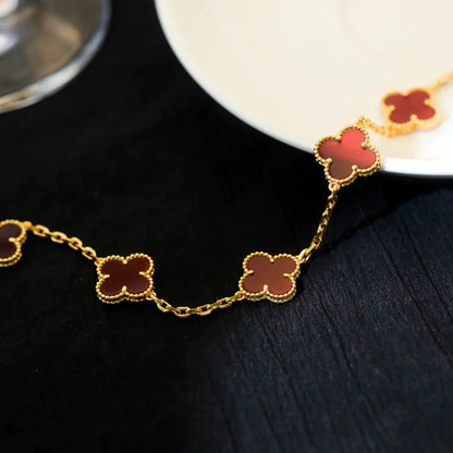 [Eternal Jewelry] CLOVER 5 MOTIF RED CORNELIAN BRACELET COLLECTION