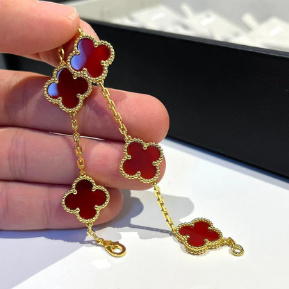 [Eternal Jewelry] CLOVER 5 MOTIF RED CORNELIAN BRACELET COLLECTION