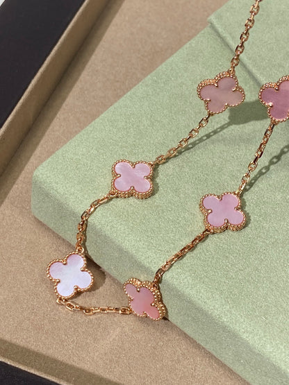 [Eternal Jewellery] Pink Necklace with Ten Clover Designs