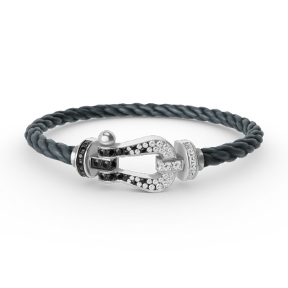[Eternal Jewelry]FORCE LARGE HORSESHOE BLACK WHITE DIAMOND BRACELET SILVER