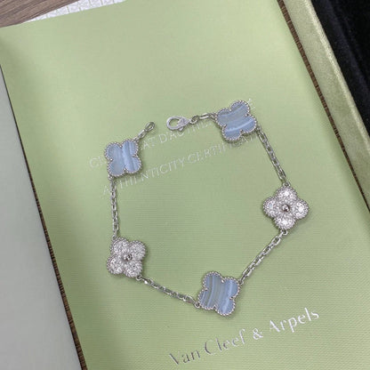 [Eternal Jewelry] CLOVER 5 MOTIF PURPLE CHALCEDONY BRACELET COLLECTION