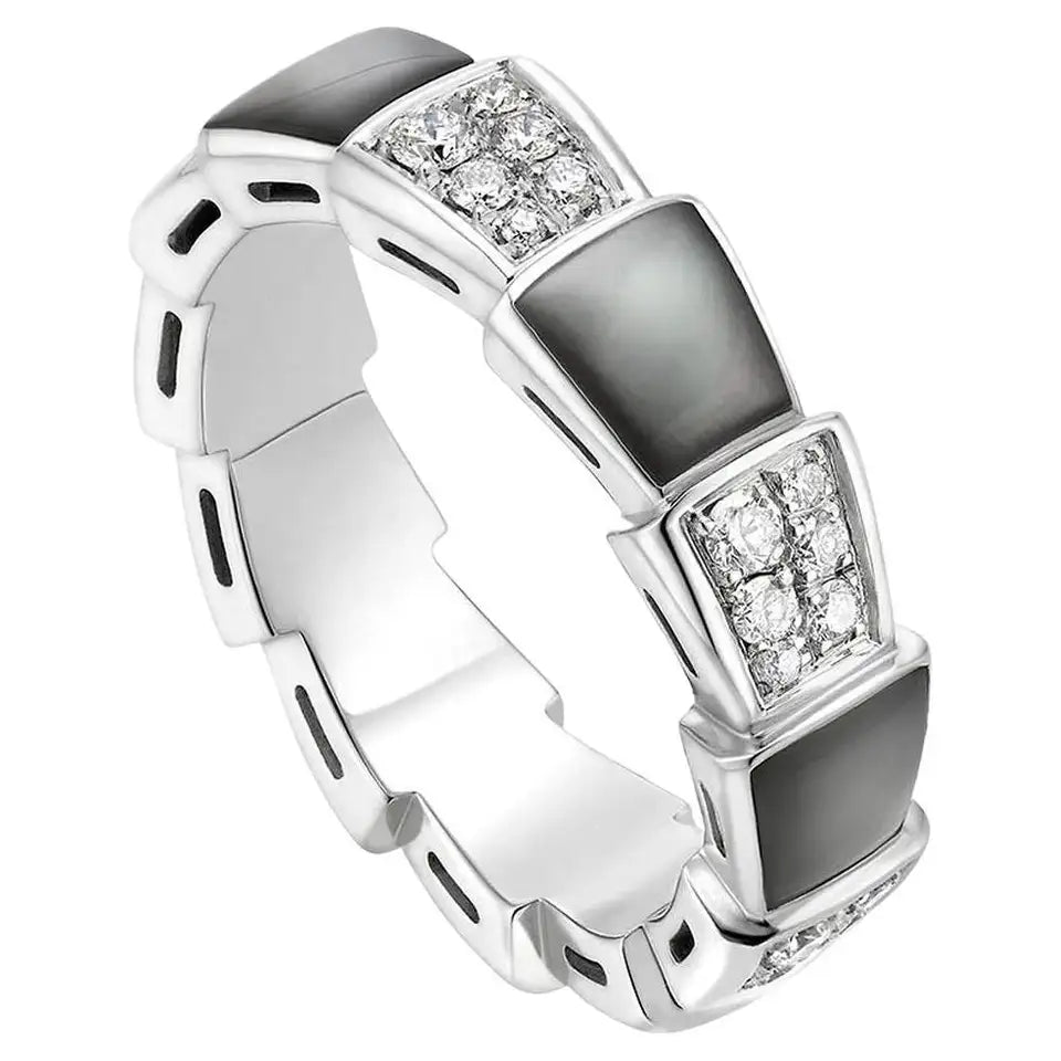 [Eternal Jewelry]SERPENTI RING SILVER DIAMOND BLACK MOP 4MM