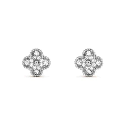 [Eternal Jewelry]CLOVER 1 MOTIFS DIAMOND STUD EARRINGS SILVER