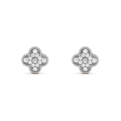 [Eternal Jewelry]CLOVER 1 MOTIFS DIAMOND STUD EARRINGS SILVER