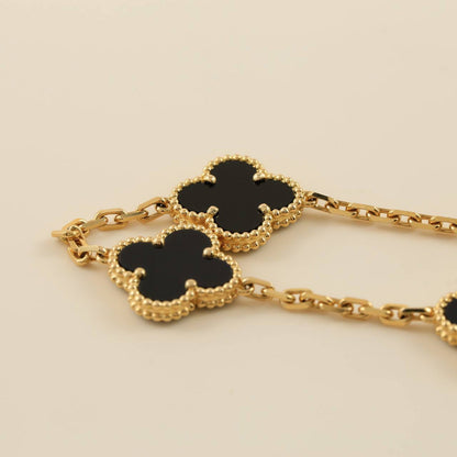 [Eternal Jewelry]CLOVER  5 MOTIFS BLACK ONYX BRACELET