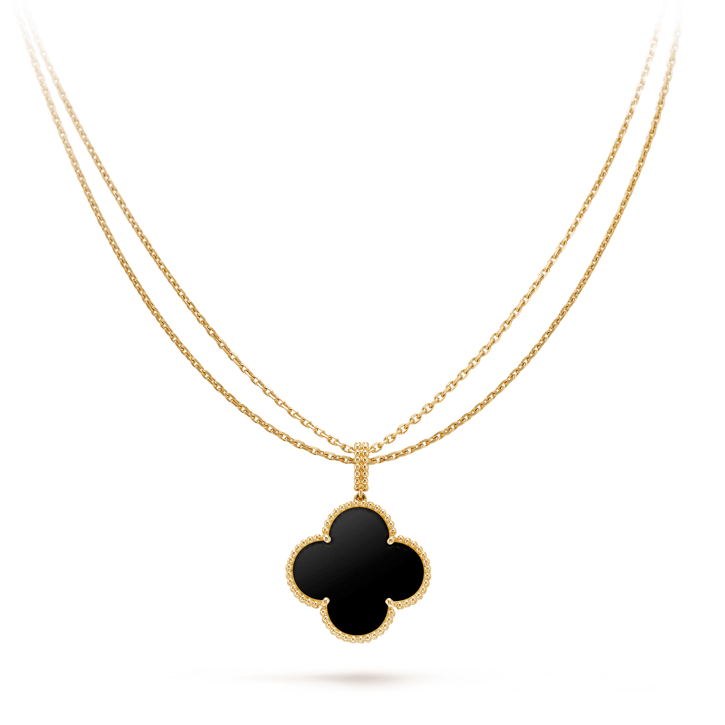 [Eternal Jewelry]CLOVER 25MM GOLD ONYX BIG CLOVER NECKLACE