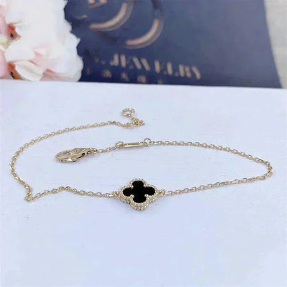 [Eternal Jewelry]CLOVER ONYX SINGLE FLOWER BRACELET
