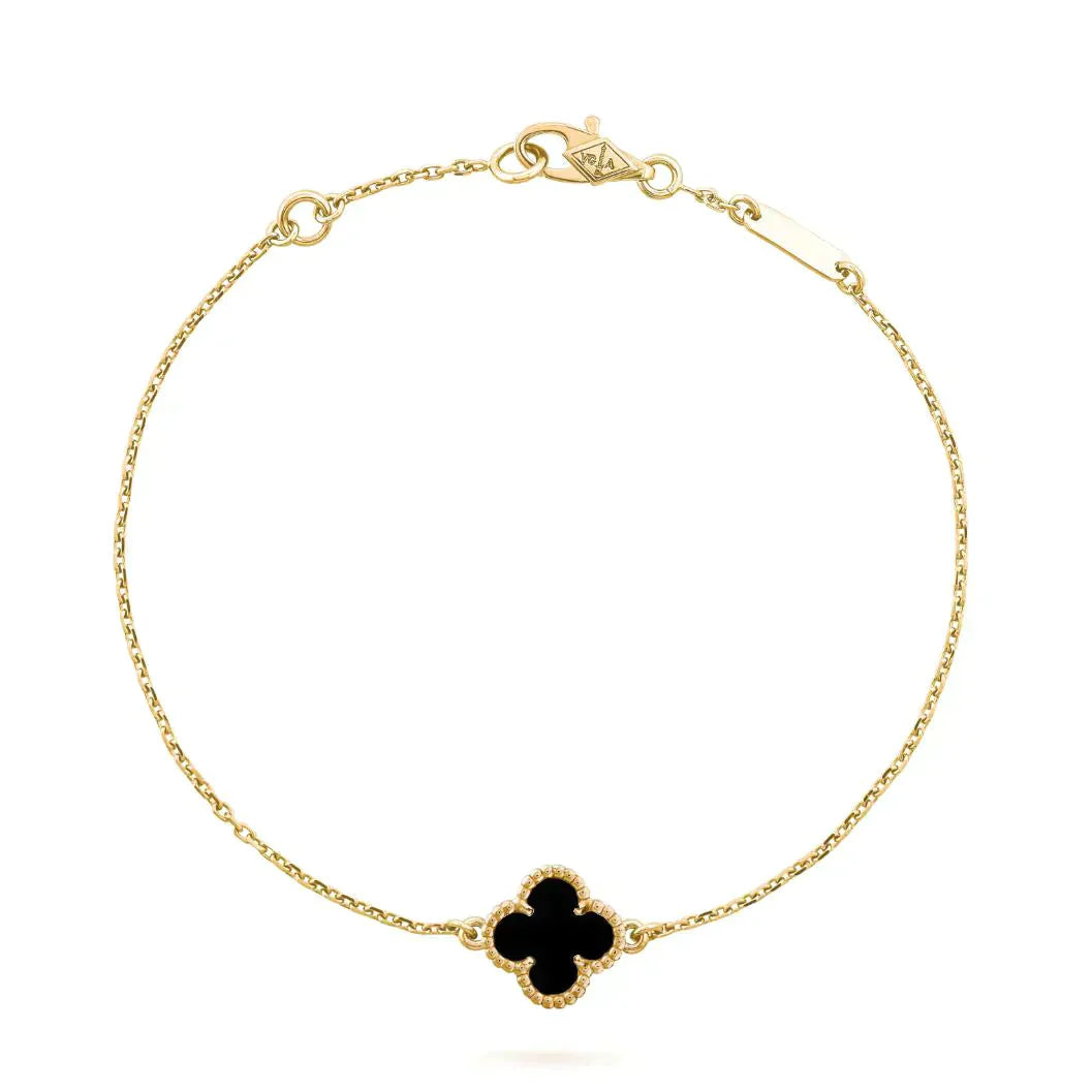 [Eternal Jewelry]CLOVER ONYX SINGLE FLOWER BRACELET