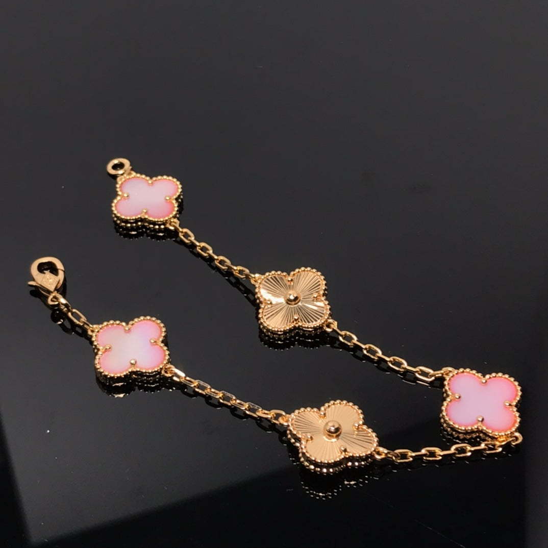 [Eternal Jewelry]CLOVER BRACELET 5 MOTIF PINK AND PINK GOLD