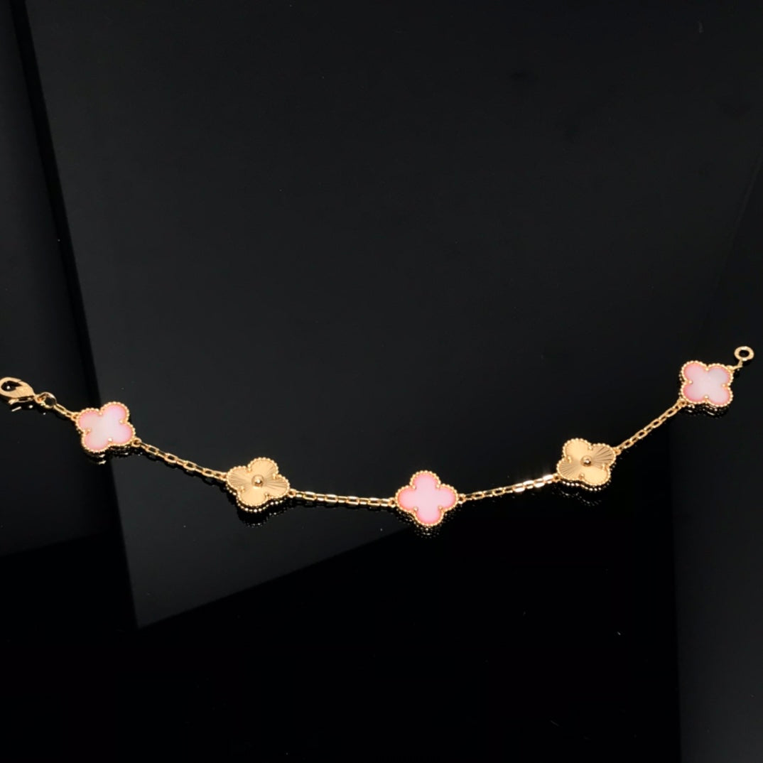 [Eternal Jewelry]CLOVER BRACELET 5 MOTIF PINK AND PINK GOLD
