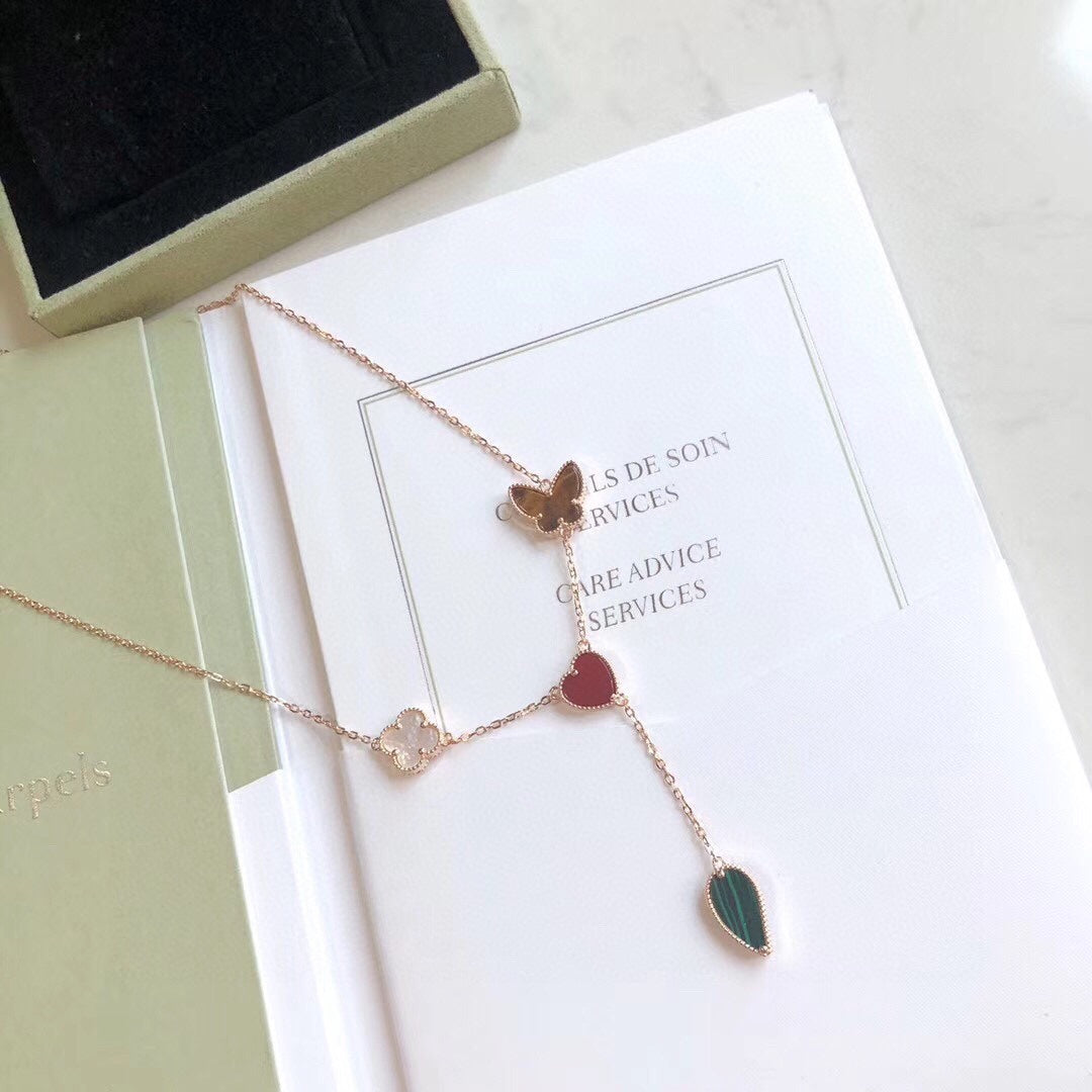 [Eternal Jewelry]LUCKY SPRING 4 MOTIFS ROSE GOLD NECKLACE